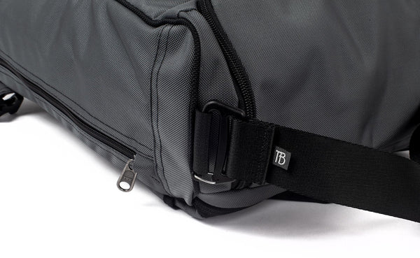Close shot of the attachment point for the shoulder strap